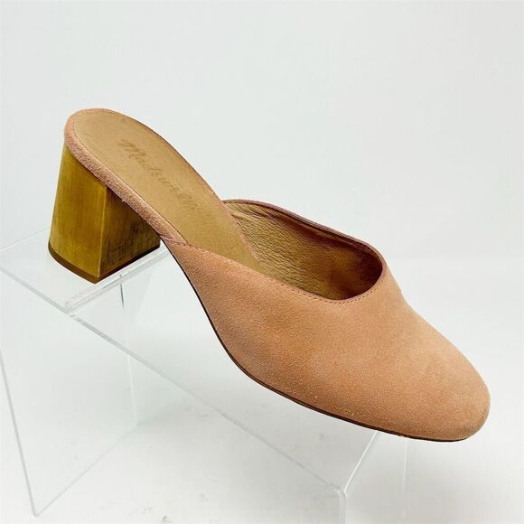 Madewell Miya Women's Pink Suede Block Heel Slip On Mules Size 8 Casual Spring - Picture 1 of 12
